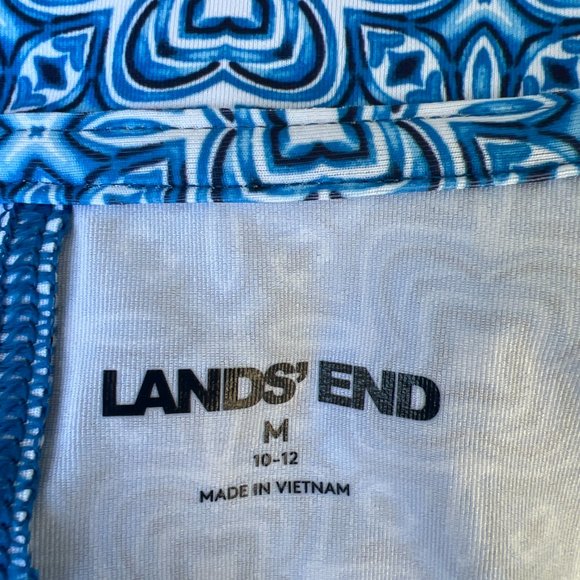 Land's End Long Sleeve Open Front Shrug Cardigan Poncho Blue/White Size M - Picture 6 of 7